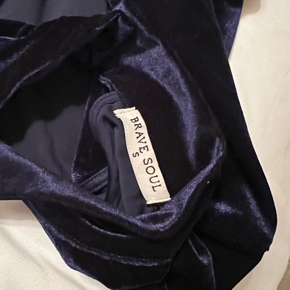 ASOS BRAVE SOUL velvet mock neck dress blue size small - Picture 5 of 6